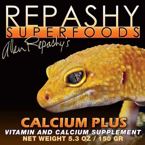 Black Repashy Superfoods label with a yellow leopard gecko&